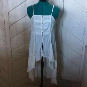 Gauze & eyelet lace hi-low blouse or dress